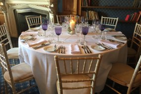 Table set up with Coloured Glassware