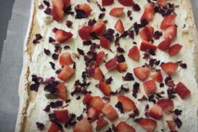 Rose petal & Strawberry Roulade