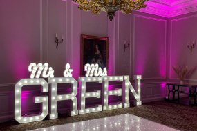 Illuminated Surname and up lighting at Crathorne Hall Yarm