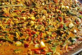 A brazilian 'moqueca'. Plenty of delicious veg in a rich tomato and coconut stew. yum!