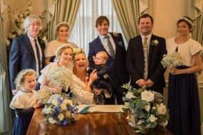 Bride and Groom, Bridesmaids and family