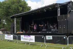 Mobile trailer stage fully erected 