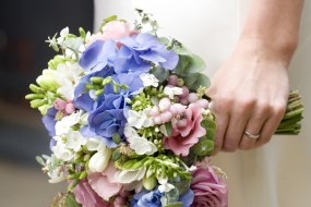 bridal bouquet with hydrangeas