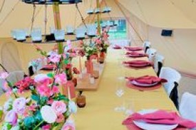 Dinner party styling in one of our Emperor tents