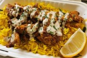 Chicken shawerma and saffron rice.