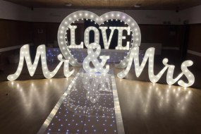 mr and mrs light up letters hire near me