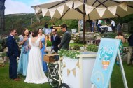 A beautiful set up at the incredible Polhawn Fort. The trike can (with a little help!) navigate incredibly difficult venues for access and here she is looking stunning at a wedding we did in summer 2021 