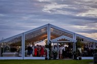 Wedding marquee with clear roofs fitted with fairy light