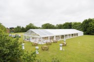 Large wedding marquee with clear reception