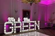 Illuminated Surname and up lighting at Crathorne Hall Yarm