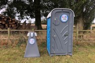 Handistand & Blue Portable Toilet