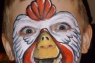 Prize winning chicken face paint design