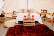 Ysella Bell Tent Hire, Cornwall. Bell Tent interior 