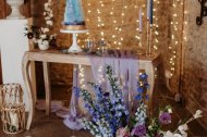 Purple, blue and gold wedding combo set up