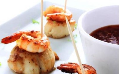 Scallops & king prawns spicy Sweet chillie sauce.