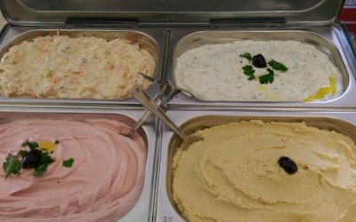 Freshly made Dips ...Taramosalata, Houmous, tzatziki,