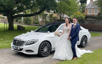 pearlescent white Mercedes S class