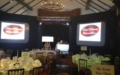 View of Stage Set and Projection for Awards Dinner