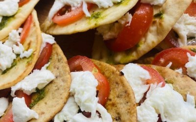 Mozzarella, Tomato and Basil Flatbreads 