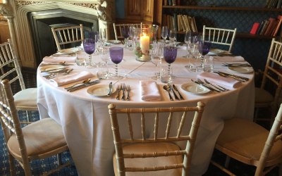 Table set up with Coloured Glassware