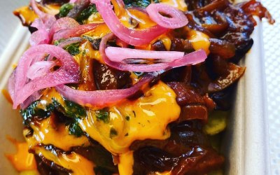 BBQ Pulled Vegan King Oyster Mushroom Dirty Loaded Fries 