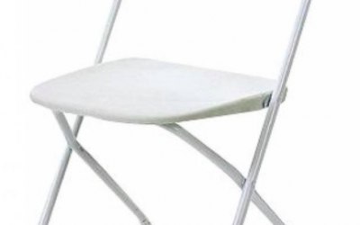 White plastic folding chair