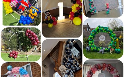 Backdrops, balloons , light up nunbers 