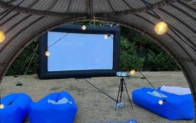 Outdoor cinema set up