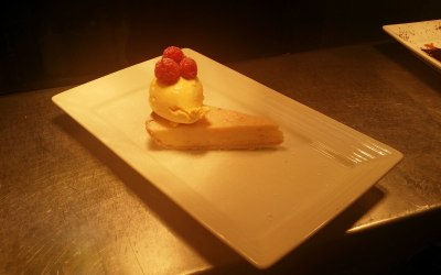 Lemon Tart with Homemade ice-cream and raspberrys