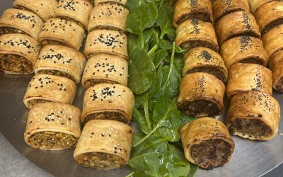 Sausage and vegan rolls from the bakery 