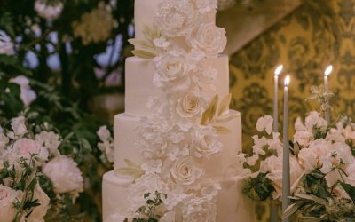 Fondant White on White Wedding Cake