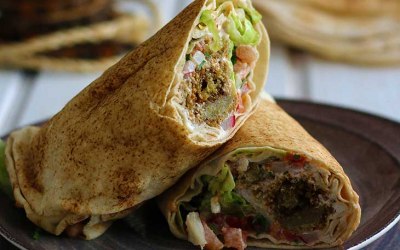 Hummous Fallafel Halloumi Tortilla Wraps