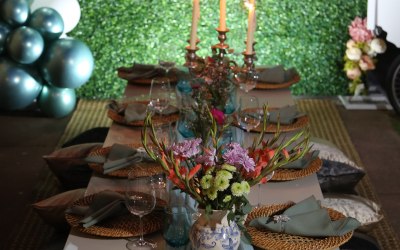 Elegant garden party dinner setting