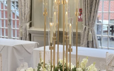 Gold multi level candelabra