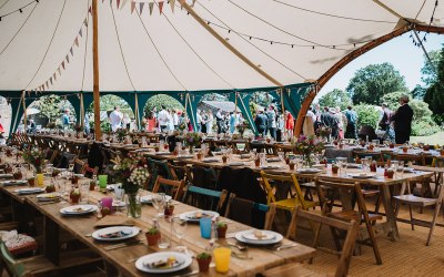 Inside Arched Wedding Tent Marquee Shropshire