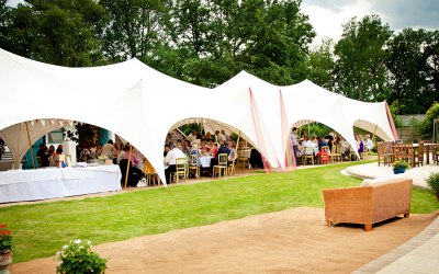 Two Capri marquees connected end on end without side walls