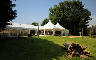 Pagoda entrance to wedding marquee