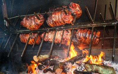 Lamb joints on our bbq/spit roast