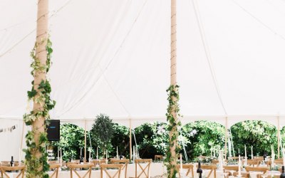 Interior of traditional wedding marquee