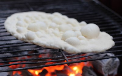 Flatbread cooked on freshly on charcoal