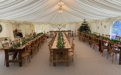 rustic oak tables/cross back chairs 