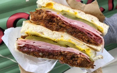 The Cuban! Salami, ham, pulled pork, cheese, pickles & American mustard - yum!