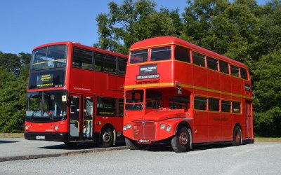 Our Vintage Routemaster coach and Modern London double decker bus together