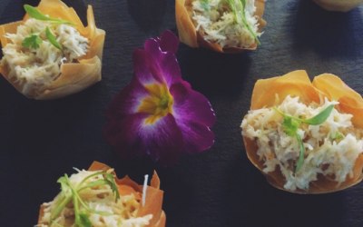 Dressed crab filo tartlets