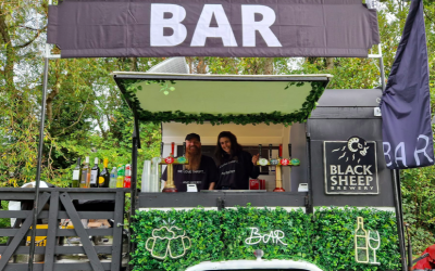 Our converted vintage sheep trailer serves bitter, lager & cider from Black Sheep Brewery along with a selection of wines, spirits & soft drinks.