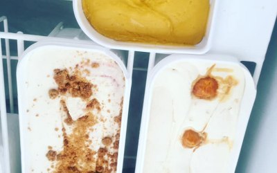 Heavenly trio of Honeycomb, Strawberry Cheesecake and Mango Sorbet