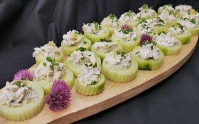 Canapés - Smoked mackerel cucumber cup