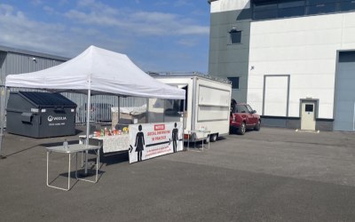 White corporate Catering unit and gazebo