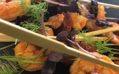 Prawn & Chorizo Skewers Micro Cress 