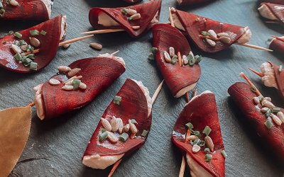 VEGAN Beetroot foldover canape